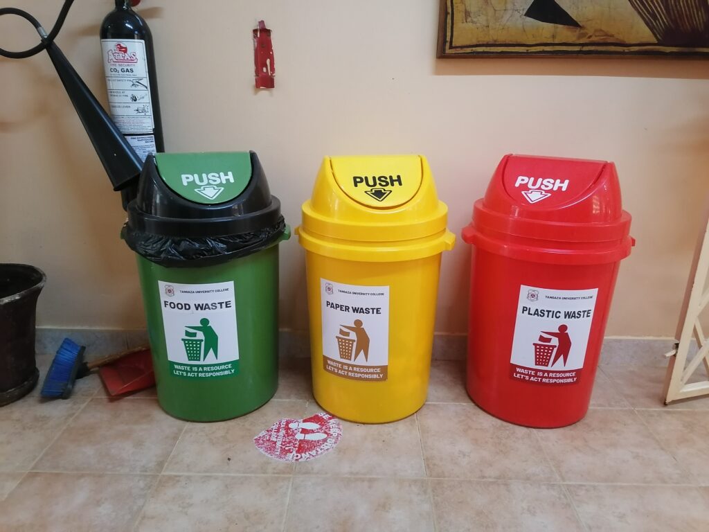 Waste segregation bins at tangaza university